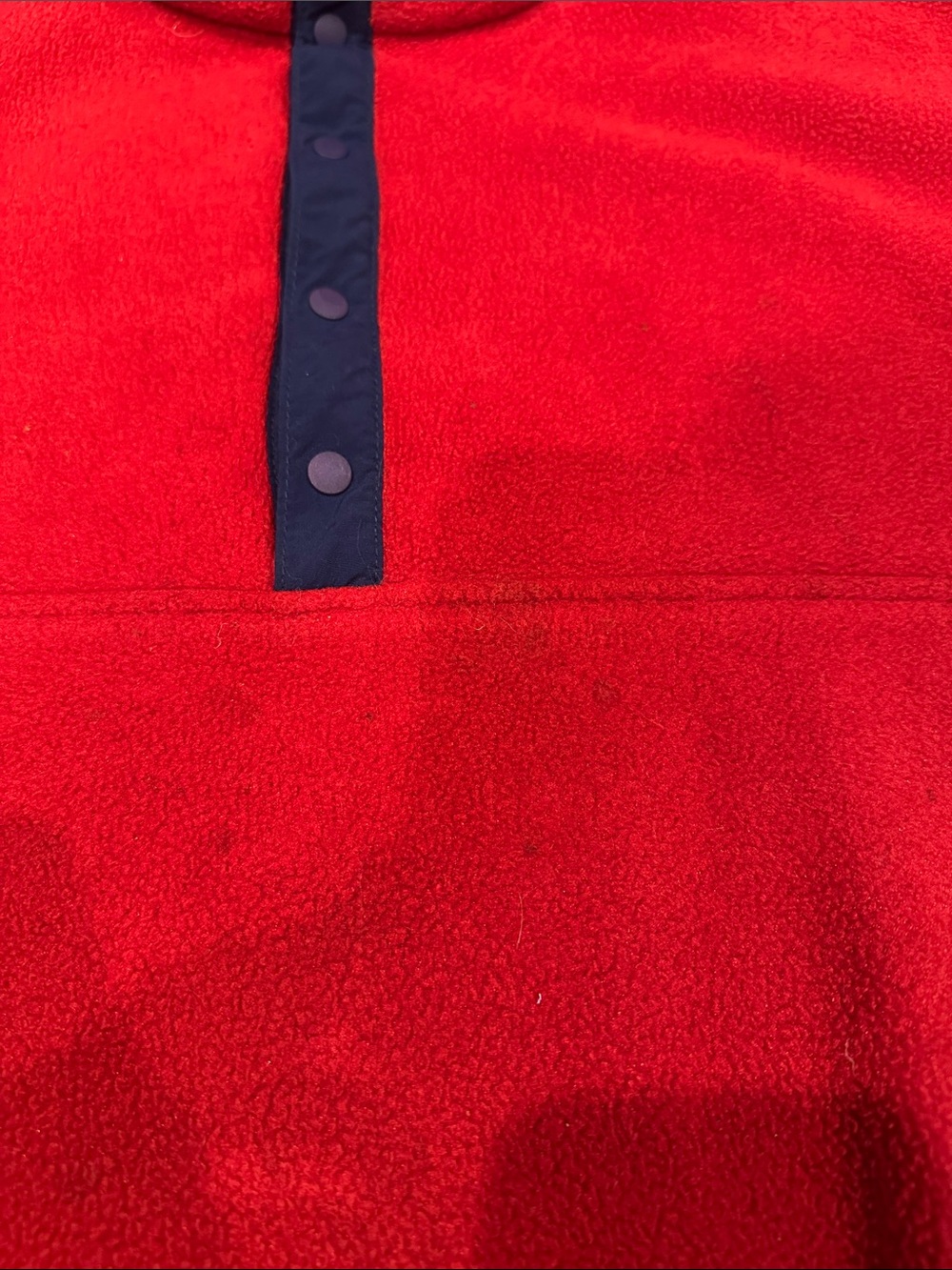 L.L. Bean Fleece Pullover Mens medium Red Snap Button Vintage Contrast Trim - Picture 4 of 11
